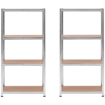 Regał magazynowy metalowy 4 półki 320 kg 80 x 40 x 160 cm szary 2 szt.