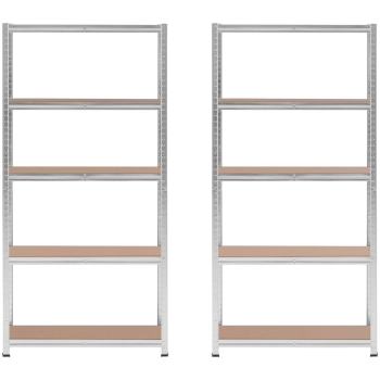 Regał magazynowy metalowy 5 półek 875 kg 90 x 30 x 180 cm szary 2 szt.