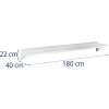 Półka ścienna wisząca kuchenna ze stali do 80 kg 180 x 40 cm