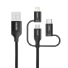 Kabel USB MFI Lightning USB Typ C micro USB 3w1 1.2 m czarny