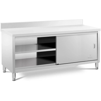 Stół blat roboczy przyścienny z szafką i rantem drzwi suwane 200 x 70 cm
