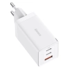 Szybka ładowarka sieciowa GaN 2x USB-C USB 65W + kabel USB-C biała