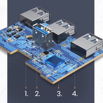 4w1 HUB adapter rozdzielacz USB-A/C na 4x USB 3.0 5Gb/s 1m czarny