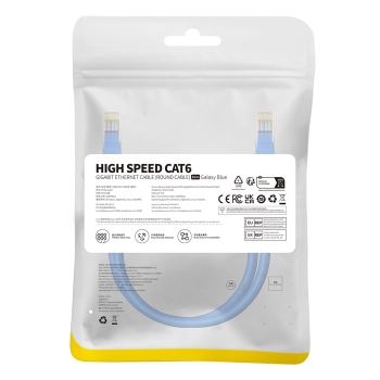 Kabel przewód sieciowy Ethernet Cat 6 RJ-45 1000Mb/s skrętka 0.5m niebieski