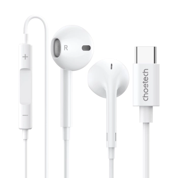 Słuchawki douszne USB-C z przewodem 1.2m - białe