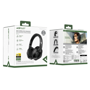 Słuchawki nauszne H4 ANC bezprzewodowe Bluetooth 5.3 IPX4 - czarne