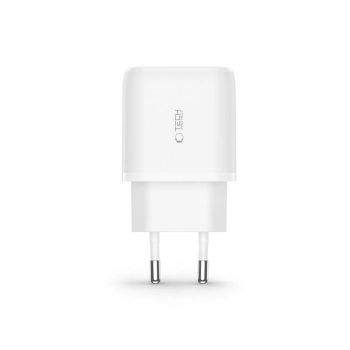 Ładowarka sieciowa USB-C PD 20W / USB-A QC 3.0 z kablem USB-C / iPhone Lightning - biała