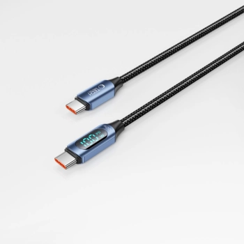 Kabel przewód z wyświetlaczem LED USB-C PD 100W 5A 1m - niebieski