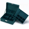 Szkatułka organizer pudełko na biżuterię zamykane na klucz 23.2 x 19 x 9 cm- ciemnozielone