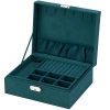 Szkatułka organizer pudełko na biżuterię zamykane na klucz 23.2 x 19 x 9 cm- ciemnozielone