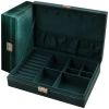 Szkatułka organizer pudełko na biżuterię zamykane na klucz 28 x 19 x 6.5 cm - ciemnozielone