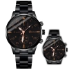 Zegarek męski kwarcowy klasyczny z bransoletą STAL 40 mm - czarny