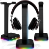 Stojak uchwyt biurkowy gamingowy na słuchawki HUB USB podświetlany RGB LED