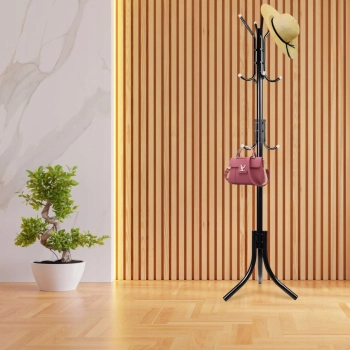 Wieszak podłogowy stojący na ubrania loft 3 poziomy 175 cm - czarny