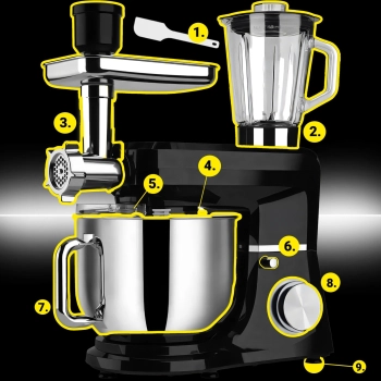 Robot kuchenny planetarny z maszynką do mięsa 5w1 6 l 3200 W