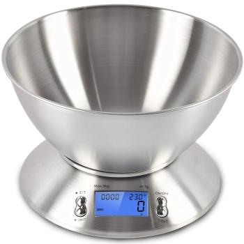 Waga elektroniczna kuchenna z miską termometrem STAL 1.8 l 1-5000 g / 1 g