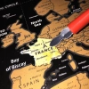 Plakat zdrapka podróżniczy mapa świata 82 x 59 - czarno złoty