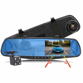 Wideorejestrator samochodowy z kamerą cofania w lusterku FULL HD TF