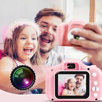 Aparat cyfrowy dla dzieci 5 gier 2'' microSD - różowy