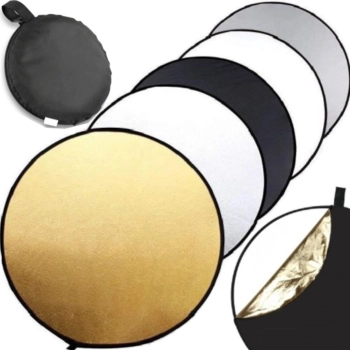 Blenda fotograficzna okrągła 5w1 złota srebrna biała składana śr. 60 cm