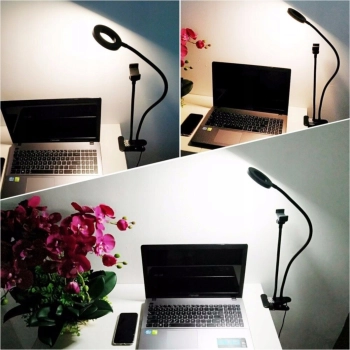 Lampa LED z uchwytem do telefonu selfie mocowana na klips