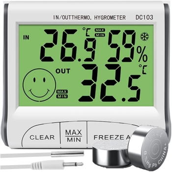 Stacja pogody z termometrem higrometrem sondą -10-50C LCD