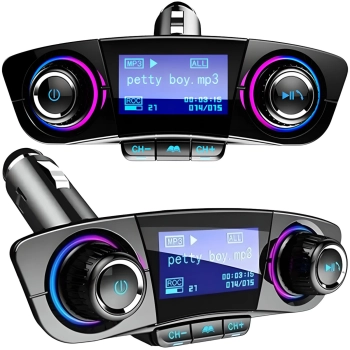 Transmiter samochodowy FM 8w1 Bluetooth TF/SD LCD do gniazda zapalniczki