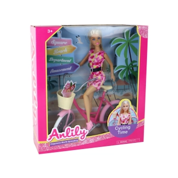 Lalka Anlily Rowerzystka Rower Różowy Zestaw