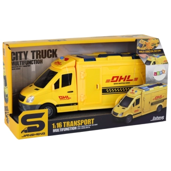 Auto Dostawcze 1:16 Napęd Frykcyjny Otwierane Drzwi Światła Dźwięki Żółte