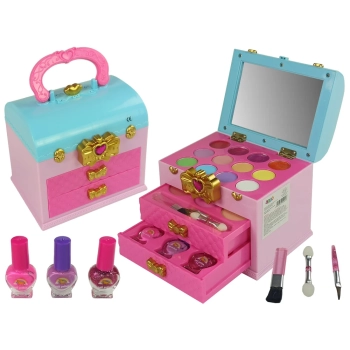 Zestaw Piękności Makijaż Toaletka Szkatułka Różowa Kokardka