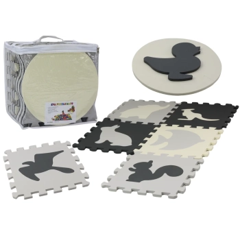 Miękkie Puzzle Mata Kontrastowa Edukacyjna Pianka EVA Szare 28 ele.