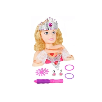 Głowa Lalki do Stylizacji z Koroną + Akcesoria
