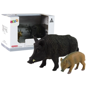 Zestaw 2 figurek Dzik z Młodym Zwierzęta Leśne