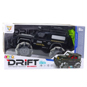 Samochód Terenowy Zdalnie Sterowany RC Obrót O 360° 1:12 Czarny