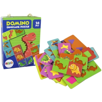 Gra Logiczna Puzzle Dwustronne Domino Dinozaury 10cm x 5cm 28 El.