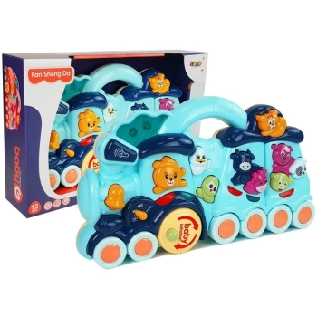 Interaktywna Zabawka dla dzieci Lokomotywa Odgłosy Zwierząt Dźwięk Niebieska
