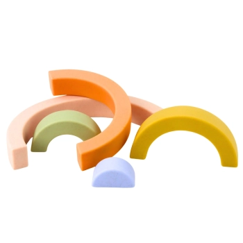 Tęczowa Układanka Dla Malucha Klocki Gumowe Pastelowe 5 szt.