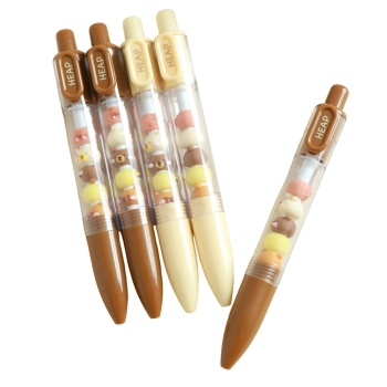 Długopis Z Figurkami Kapibara Brązowy Beżowy Czarny Wkład