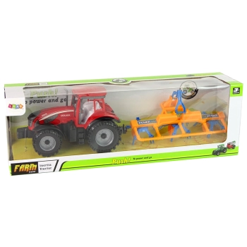 Czerwony Ciągnik ze Zgrabiarką Napęd Frykcyjny