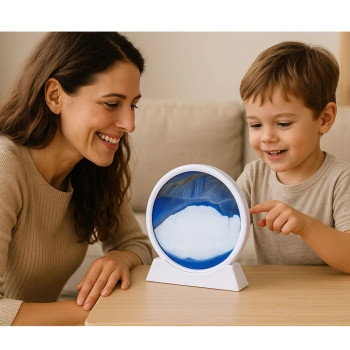 Obraz 3D Ruchomy Piasek Niebieski Dekoracja 360° Biały