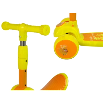 Hulajnoga Trójkołowa Balansowa Siodełko Żółte Muzyka Diody Wiewiórka