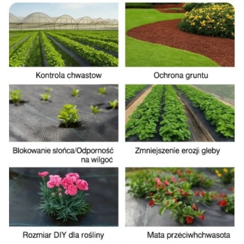 Agrotkanina Czarna 100 cm x50m UV 70g Antychwastowa Agrowłóknina + Kotwy