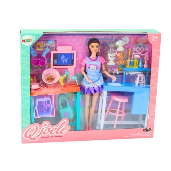 Zestaw Lalka Weterynarz Gabinet Pielęgnacyjny Meble Akcesoria Zwierzaki