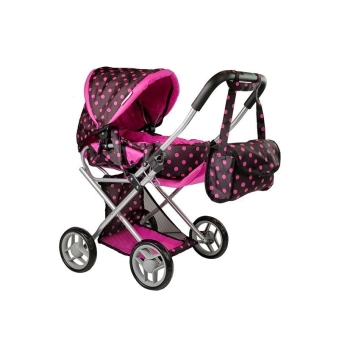 Wózek Dla Lalek Alice Nosidełko Torba Czarno- Różowy