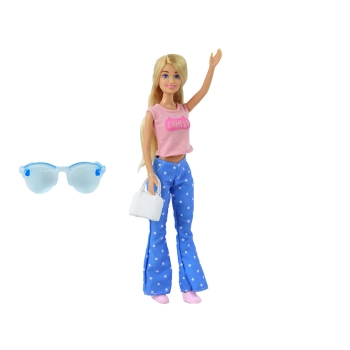 Lalka Dla Dzieci Anlily Długie Blond Włosy Torebka Okulary Różowa Bluzka