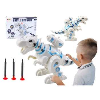 Robot Dinozaur Z Wyrzutnią Strzałek Światła Dźwięki Biały