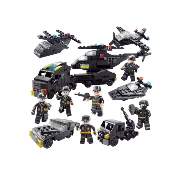 Zestaw Policyjny Klocki Policja Wojsko Figurki 343 El. 6w1 Czarne