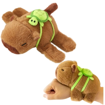 Pluszowa Kapibara Z Żółwiem Opaski Na Nadgarstek Rękę 2w1 Brązowa 18cm