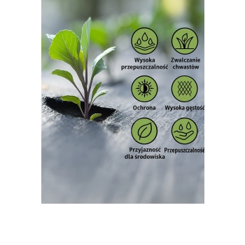 Agrotkanina Czarna 160 cm x50m UV 90g Antychwastowa Agrowłóknina + Kotwy