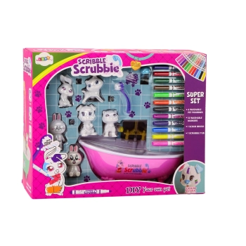 Zestaw Do Malowania i Kąpieli Zwierzątek 6 Szt Wanna Pisaki Różowy